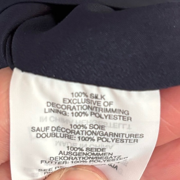 J.Crew Dress 100% Silk Women’s Size 4 Navy Polka Dot Tunic Shift 3/4 Sleeve - Picture 3 of 4